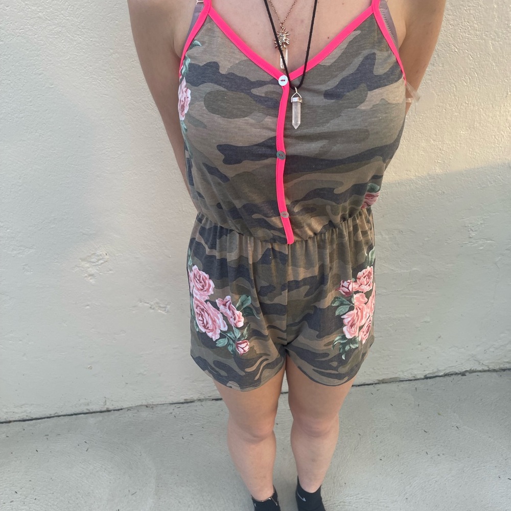 Camo floral romper